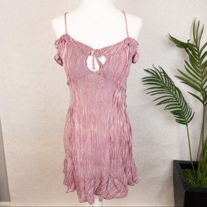 Free People Striped Ruffle Sleeveless Mini Dress